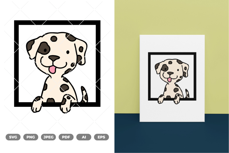 Peeking Dog Colored SVG & Clipart