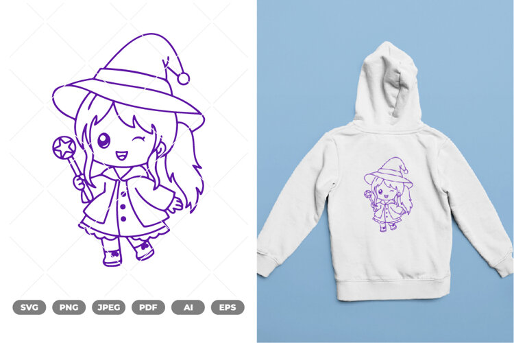 Chibi Witch SVG & Clipart example image 1