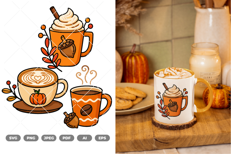 Fall Coffee Lover Colored SVG & Clipart