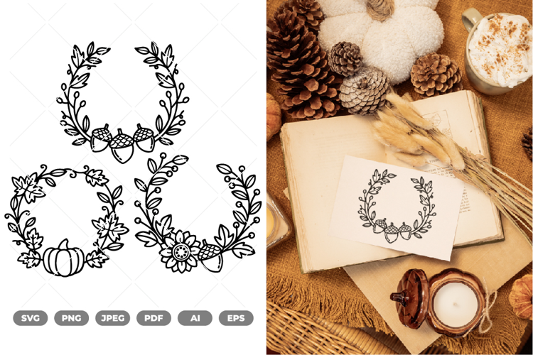 Fall Harvest Wreath SVG & Clipart