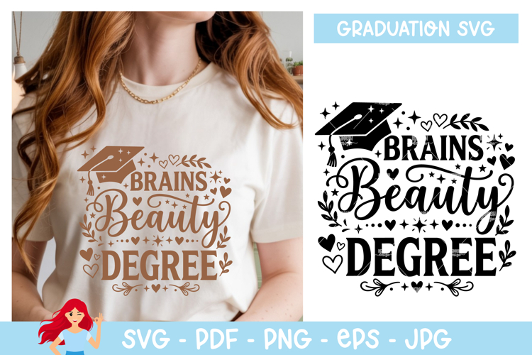 Brains beauty degree SVG, Graduation inspired SVG