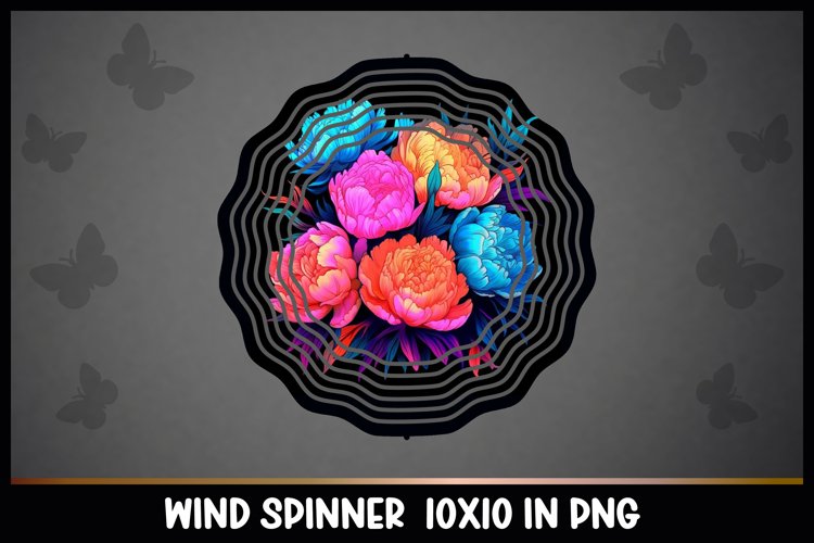 Rainbow Peonies Flowers Wind Spinner Sublimation example image 1