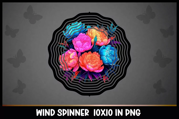 Rainbow Peonies Flowers Wind Spinner Sublimation