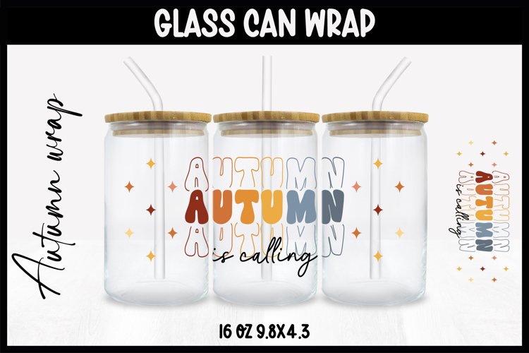 Autumn Glass Wrap Svg,16oz Libbey Wrap, Autumn SVG Glass can