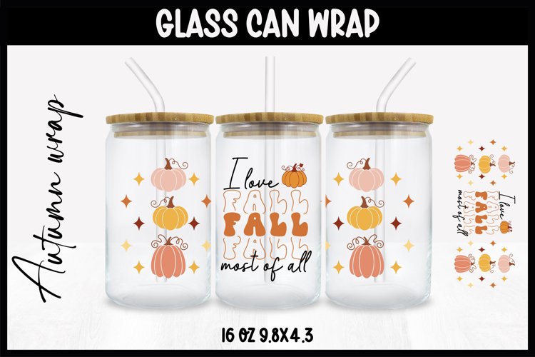Autumn Glass Wrap Svg,16oz Libbey Wrap, Autumn SVG Glass can example image 1