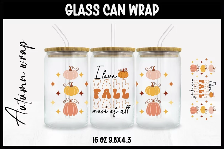 Autumn Glass Wrap Svg,16oz Libbey Wrap, Autumn SVG Glass can