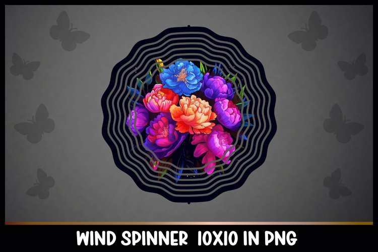Rainbow Peonies Flowers Wind Spinner Sublimation example image 1