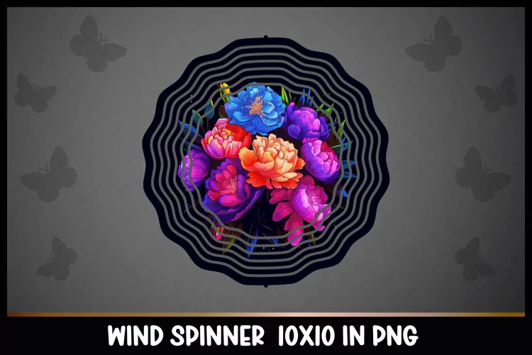 Rainbow Peonies Flowers Wind Spinner Sublimation