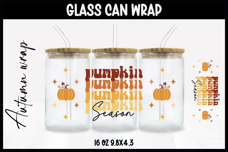 Autumn Glass Wrap Svg,16oz Libbey Wrap, Autumn SVG Glass can