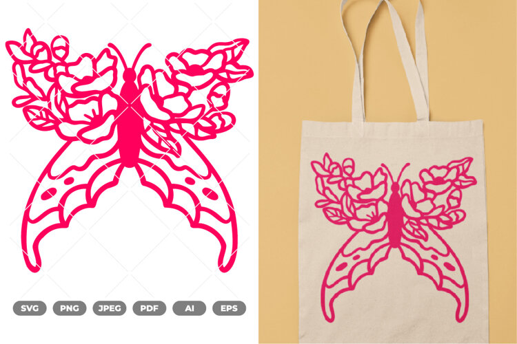 Flower Butterfly SVG & Clipart example image 1