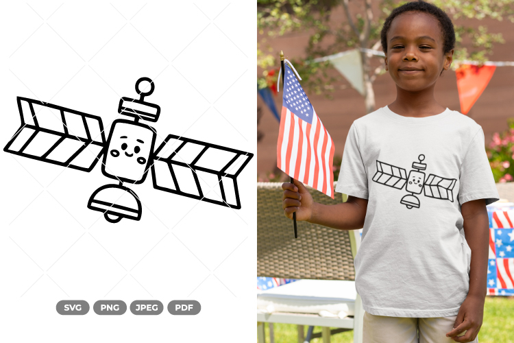 Kawaii Satellite SVG   Clipart