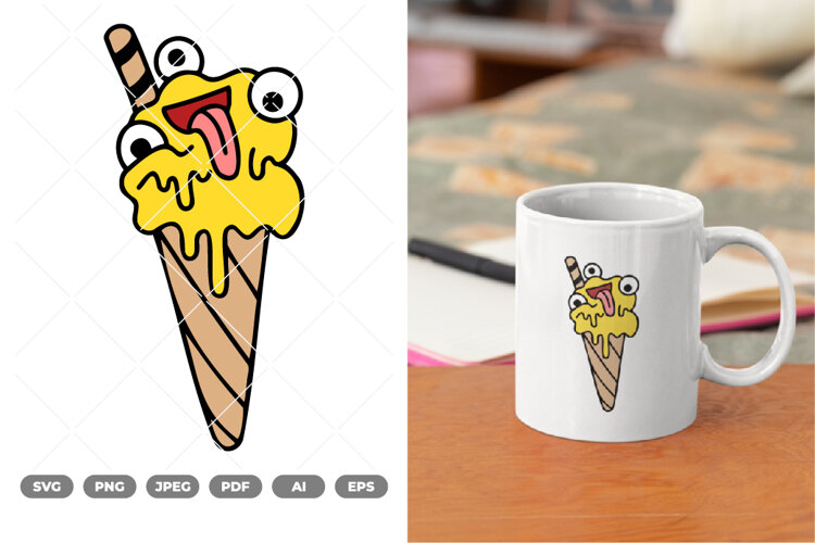 Ice Cream Monster Colored SVG & Clipart example image 1