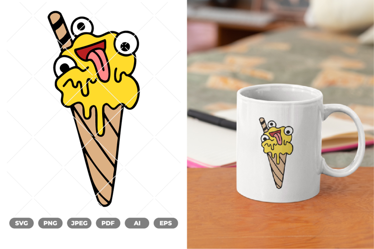 Ice Cream Monster Colored SVG & Clipart