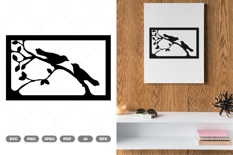 Bird on Branch SVG & Clipart example image 1