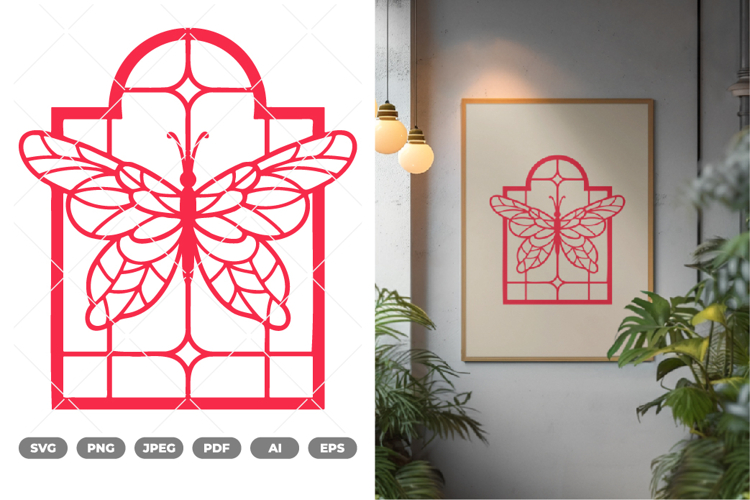Butterfly Stained Glass SVG & Clipart