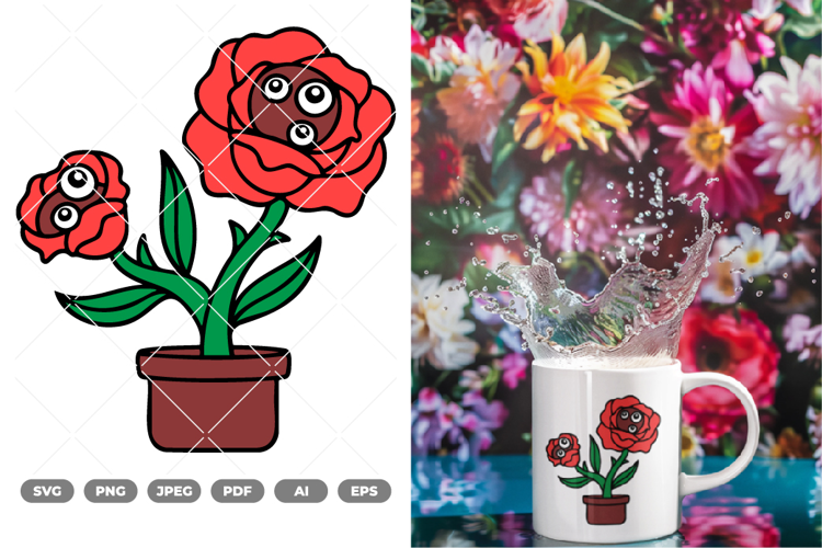 Monster Flower Colored SVG & Clipart