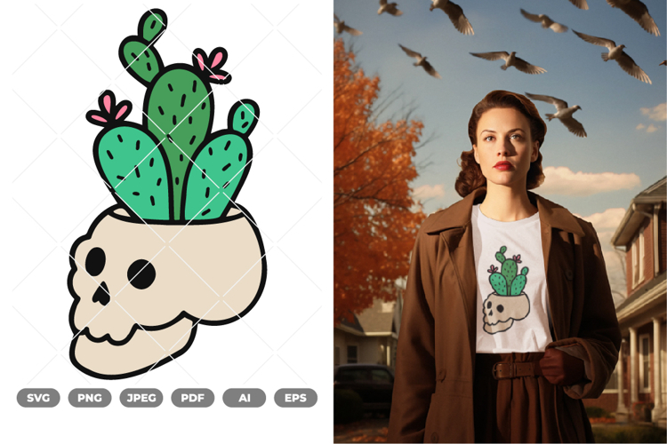 Skull and Plant Colored SVG   Clipart