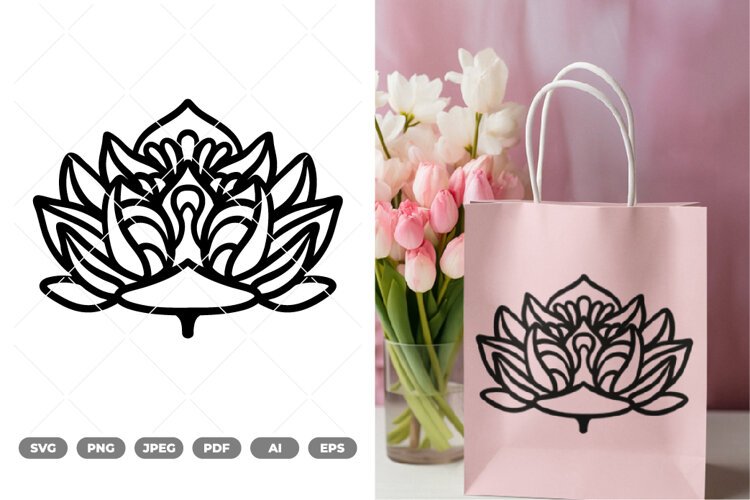 Lotus Wall Decor Cut File SVG & Clipart example image 1