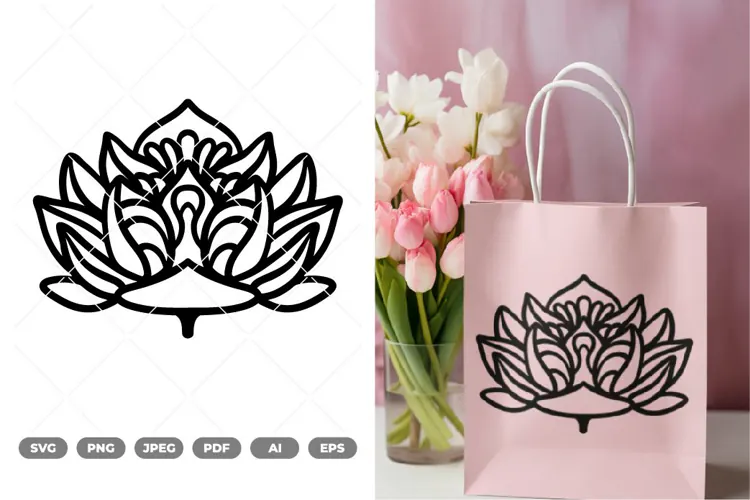 Lotus Wall Decor Cut File SVG & Clipart