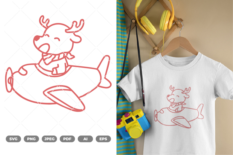 Deer on Airplanen SVG   Clipart