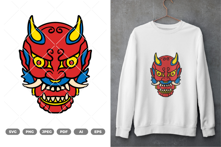 Oni Mask Colored SVG & Clipart