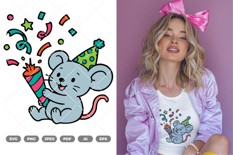 Party Mouse Colored SVG   Clipart