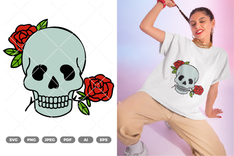 Skull and Rose Colored SVG & Clipart