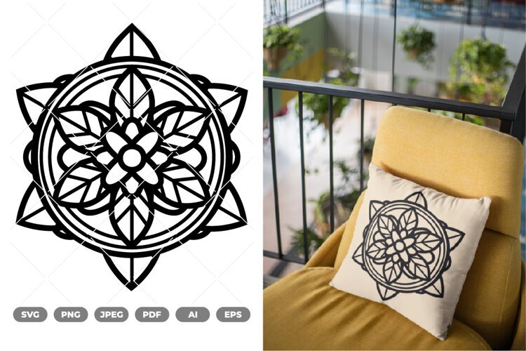 Floral Mandala SVG & Clipart example image 1
