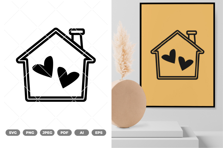 House with Love Shape SVG & Clipart
