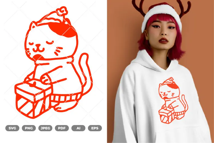 Christmas Cat SVG & Clipart