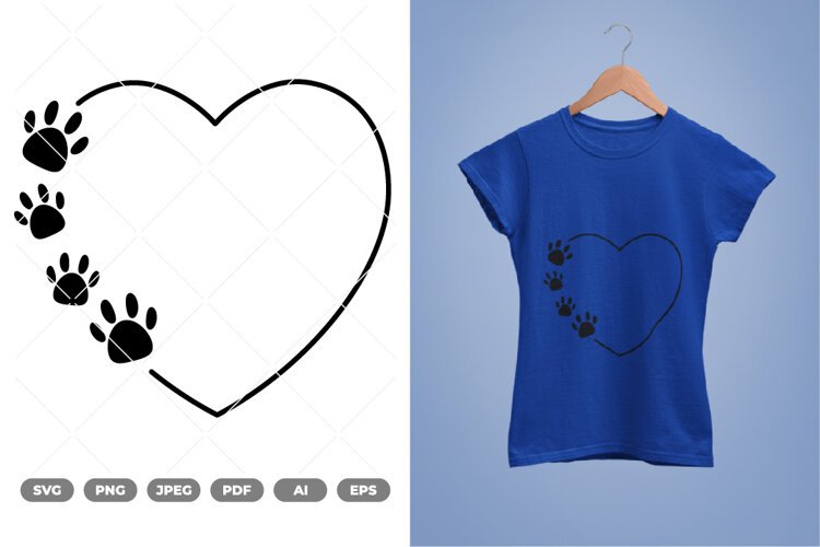Paw Heart Frame SVG & Clipart example image 1