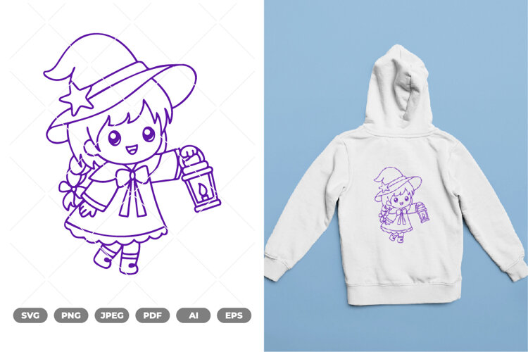 Chibi Witch SVG & Clipart example image 1