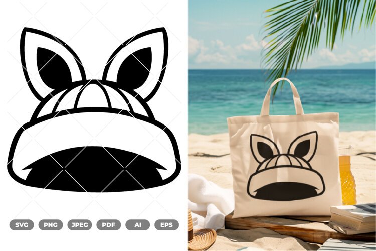 Beanie Hat with Bunny Ear SVG & Clipart example image 1
