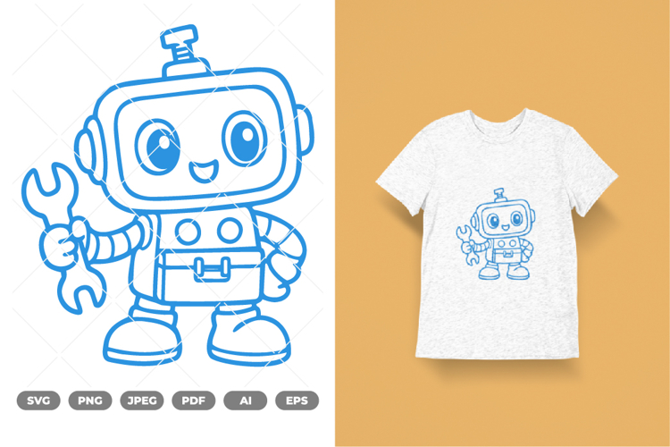Chibi Robot SVG   Clipart