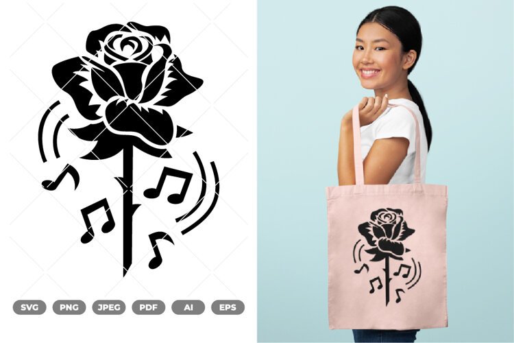 Rose and Music Notes SVG & Clipart example image 1
