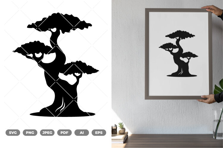 Bonsai Silhouette SVG & Clipart example image 1