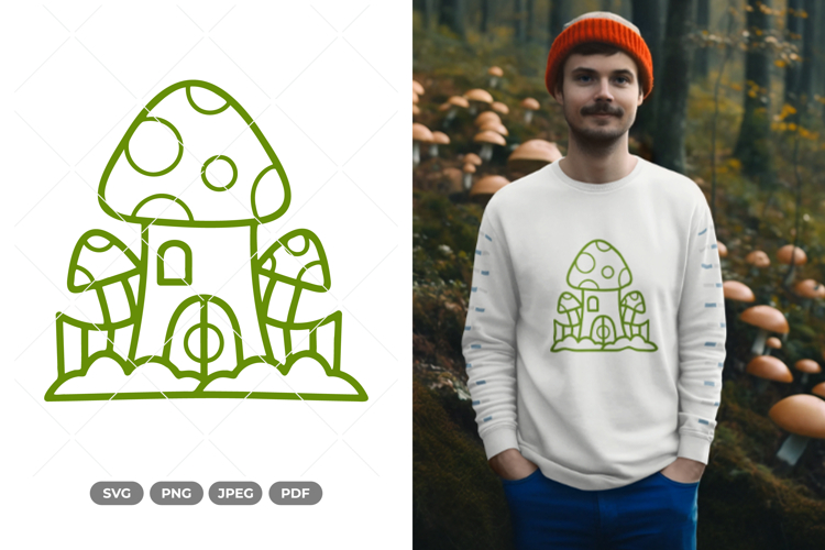 Mushroom House Doodle SVG   Clipart