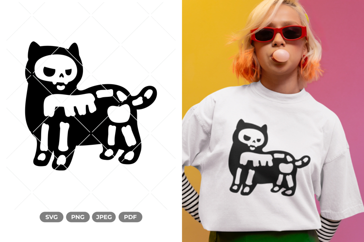 Skeleton Cat SVG & Clipart - Cut File