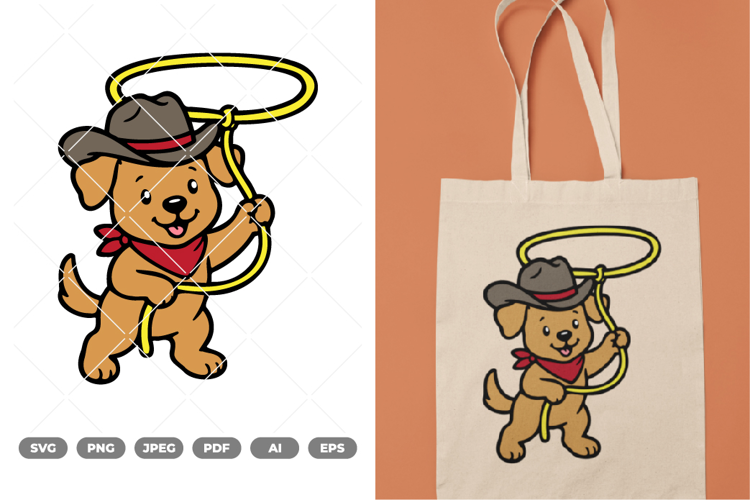 Cowboy Puppy Colored SVG & Clipart