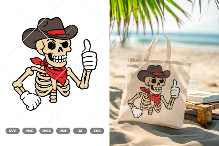 Thumbs Up Skull Colored SVG & Clipart