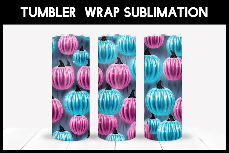 3D Pumpkins With Waterdrops Sublimation I Pink and Blue