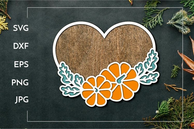 Pumpkin heart frame | Layered decoration | Fall Laser cut example image 1