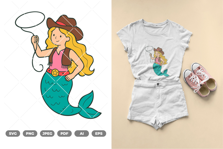 Cowgirl Mermaid SVG & Clipart