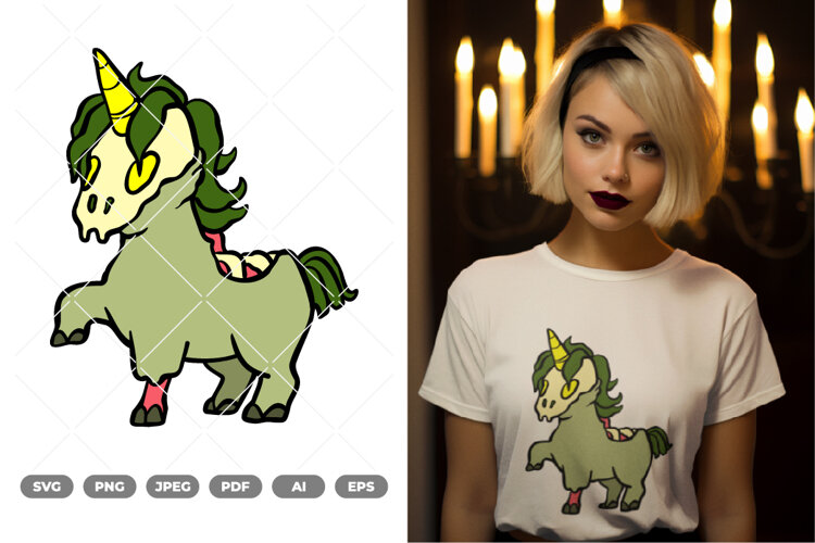 Zombie Unicorn Colored SVG & Clipart example image 1