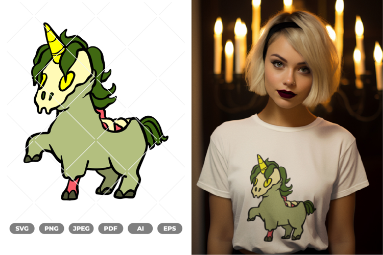 Zombie Unicorn Colored SVG & Clipart