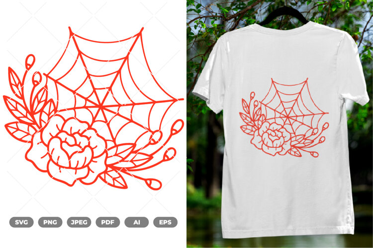 Floral Spider Web SVG & Clipart example image 1