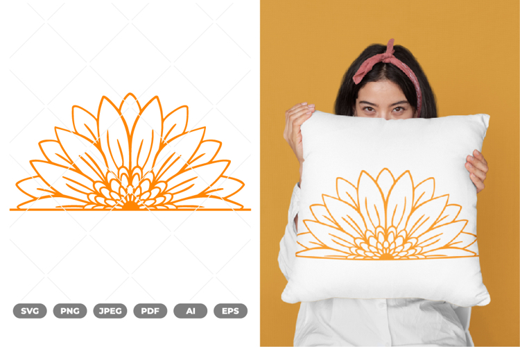 Half Sunflower SVG   Clipart