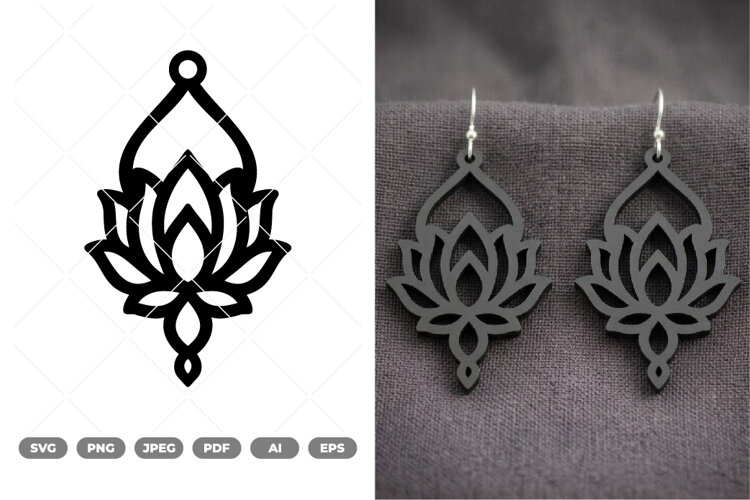Moon and Women Earring SVG & Clipart example image 1