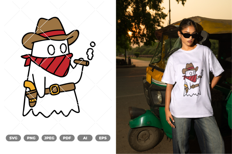 Ghost Cowboy Colored SVG & Clipart