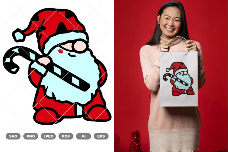 Kawaii Christmas Gnome Colored SVG & Clipart